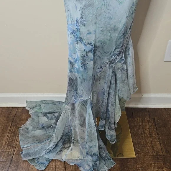 ASOS Strapless Maxi Dress – Size 10, NWT Watercolor Fairycore Mermaidcore HOCO - Picture 3 of 7